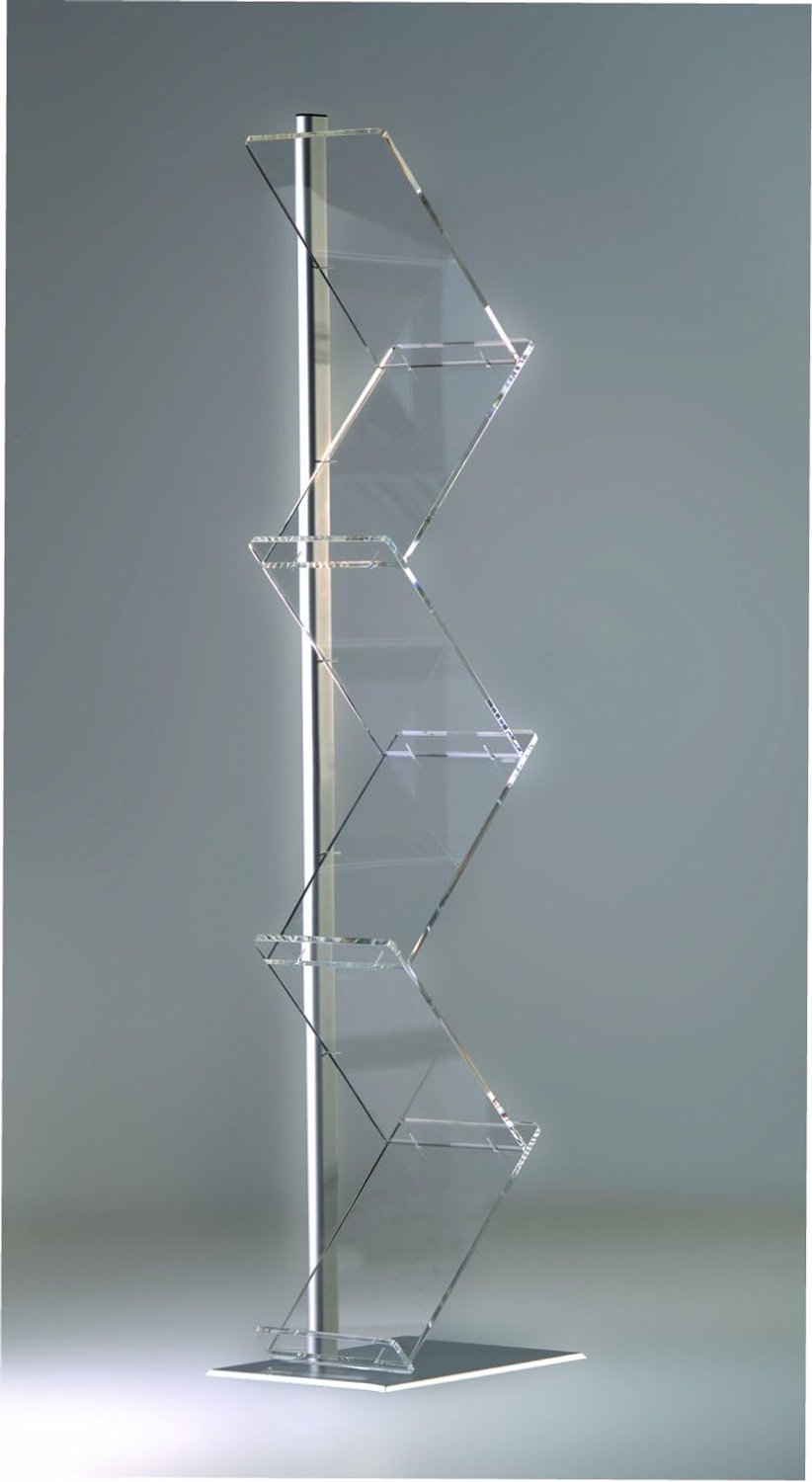 brochure stand 6 vakken - DIN A4 - zilver - eenvoudig te vullen - ShopVlot