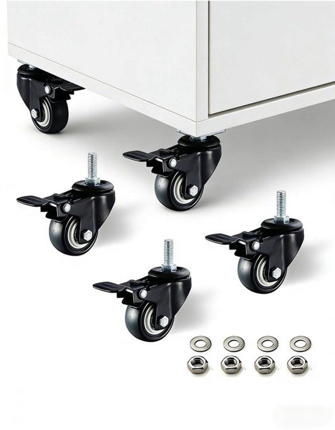 Schroefdraadstang Rol - Winkelwagen Wielen - Meubel Montage - Hoge Draaglast - 15 Inch - zwart