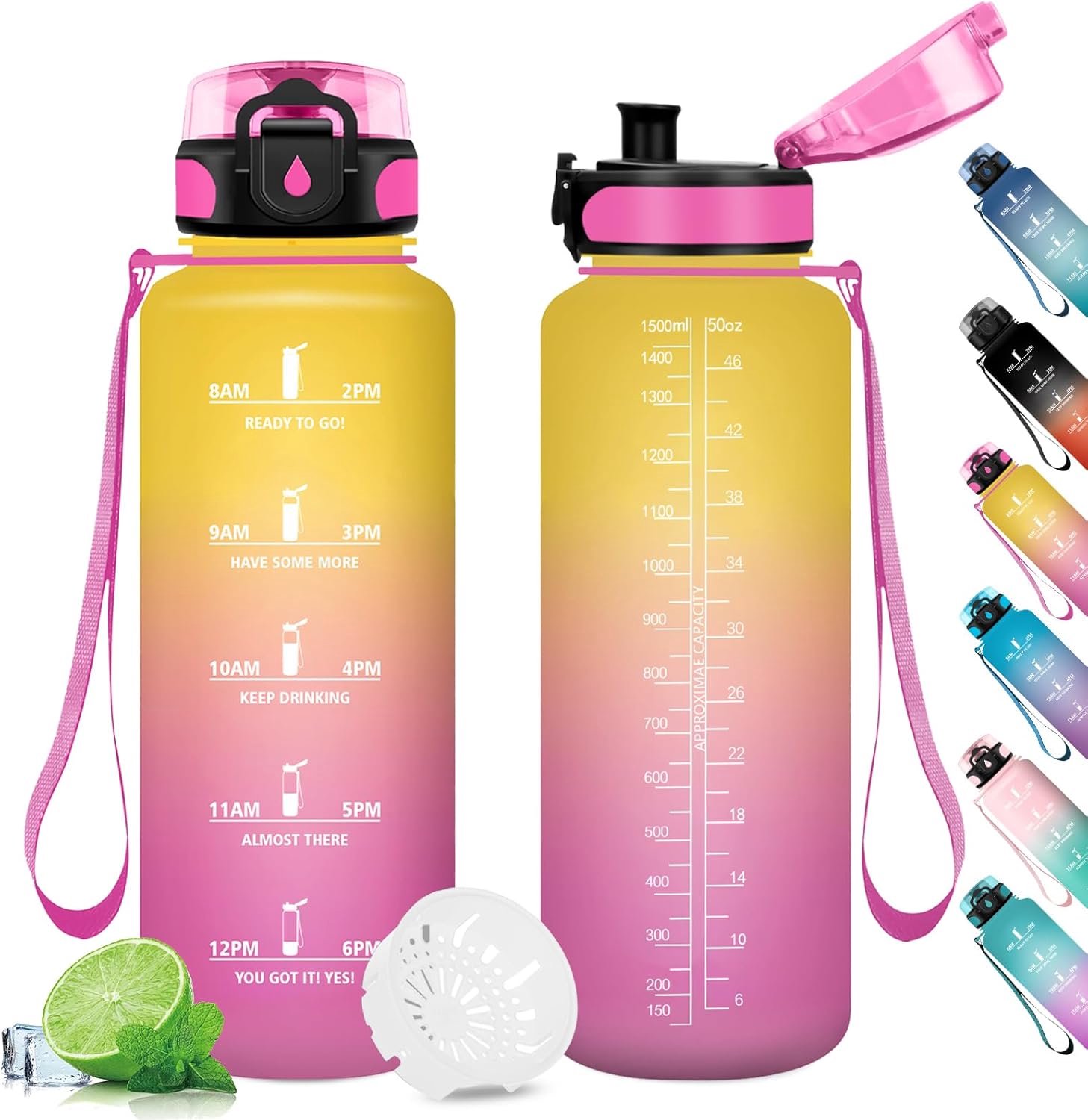Drinkfles 1,5 l - herbruikbare waterfles met filter - lekvrij ontwerp - ideaal voor fitness - ShopVlot
