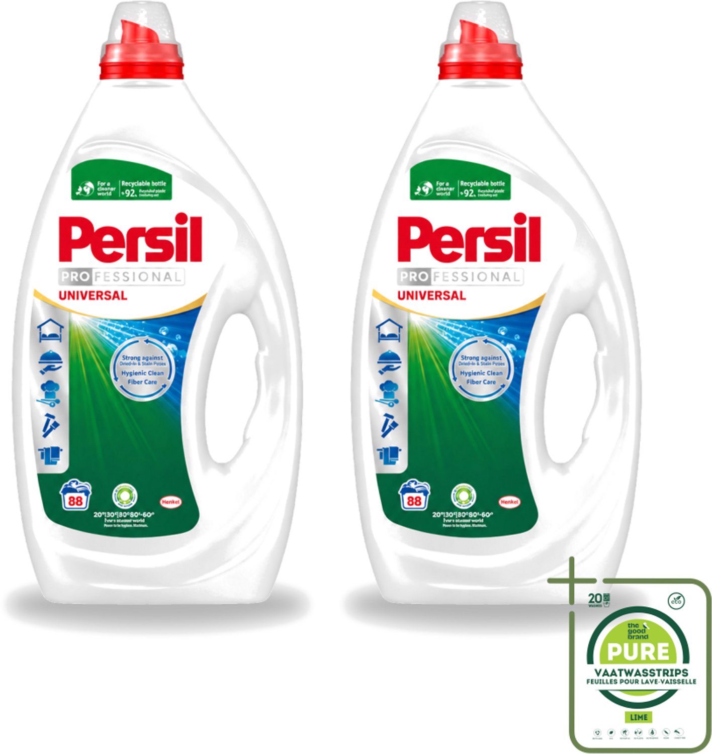 2 x Persil Professional - Universal - Vloeibaar Wasmiddel - Witte en Gekleurde Was - 88 Wasbeurten - Grootverpakking - Vaatwasstrips - Wasmiddel - Wasmachine - Vlekverwijdering - Frisheid - Wasgoed