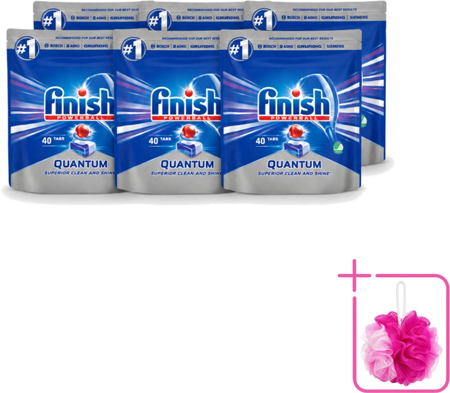 6 x Finish – Vaatwastabletten – Quantum Regular – 40 Capsules - Bulkverpakking - Vaatwastabletten - Douchemop - Vaatwasser