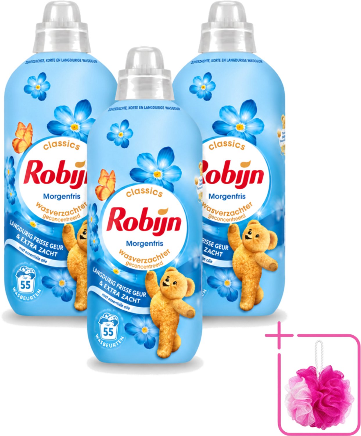 3 x Robijn – Wasverzachter – Morgenfris – 1,1 L - Bulkverpakking - Wasverzachter - Douchemop - Wasverzachter morgenfris