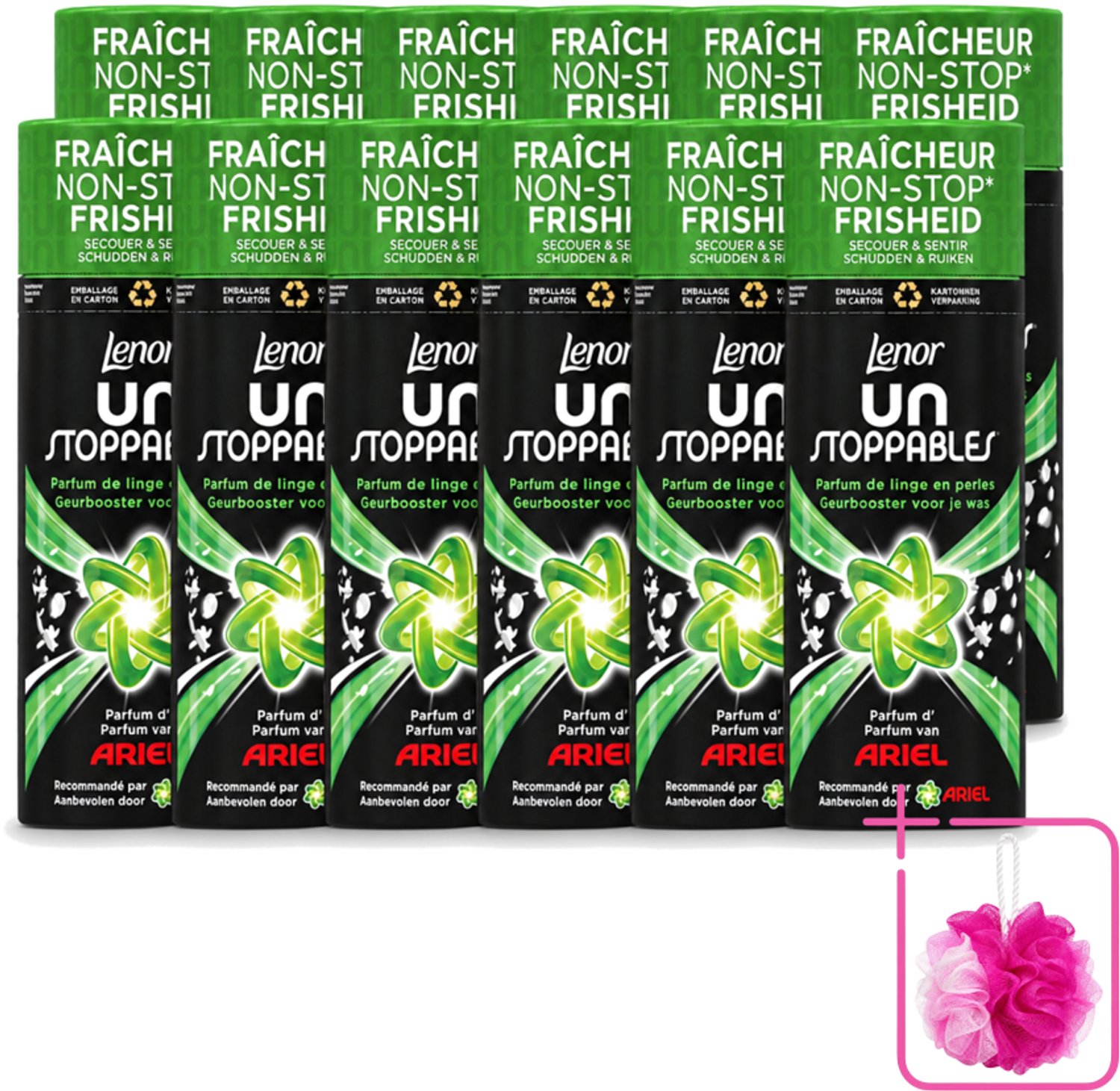 12 x Lenor Unstoppables – Geurbooster – Ariel – 13 Wasbeurten – 165 g - Bulkverpakking - Geurbooster was - Douchemop - Frisse geur was