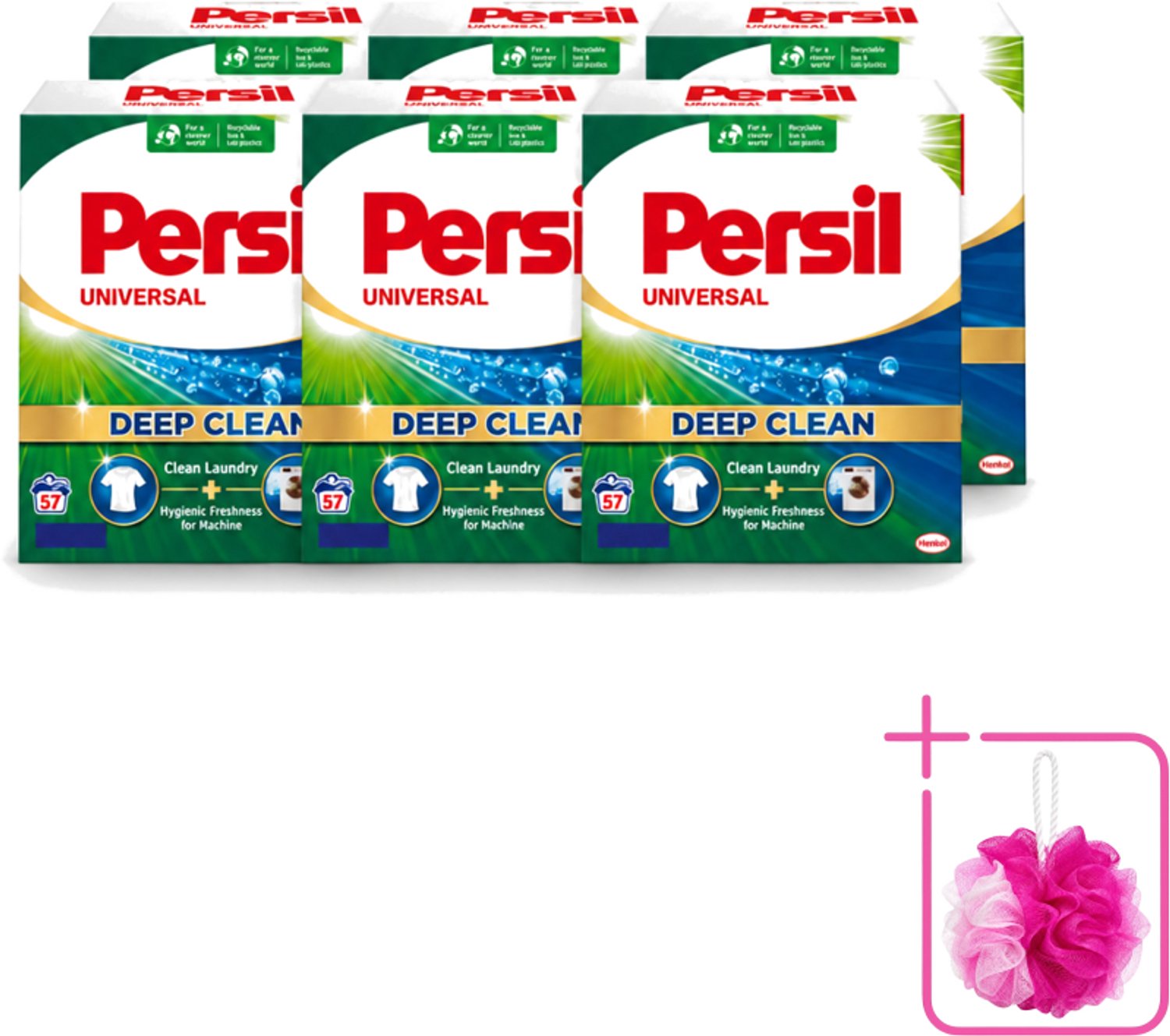 6 x Persil – Waspoeder – Witte Was - 57 Wasbeurten - Bulkverpakking - Wasmiddel - Douchemop - Waspoeder