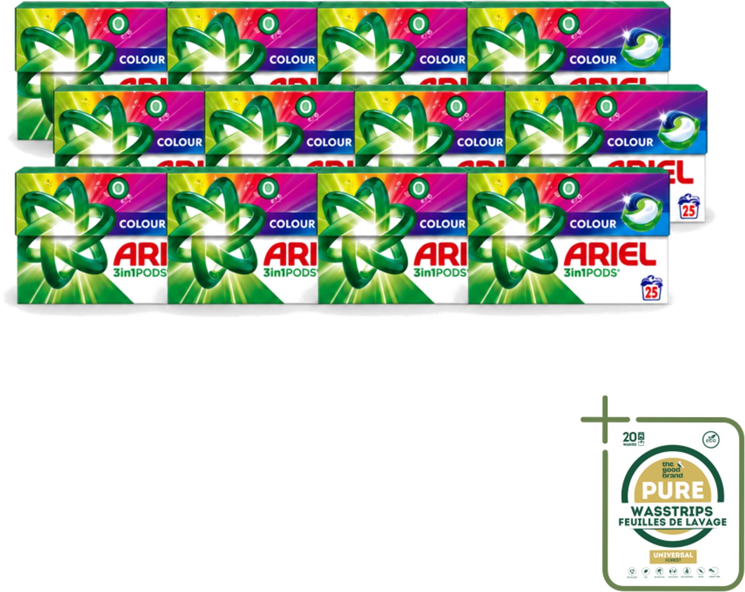 12 x Ariel – Pods 3in1 – Color – 500 g – 25 wasbeurten - Wasstrips - Kleurwas - Kleurbehoud - Wasmiddel - 3in1 Pods - Ariel Pods