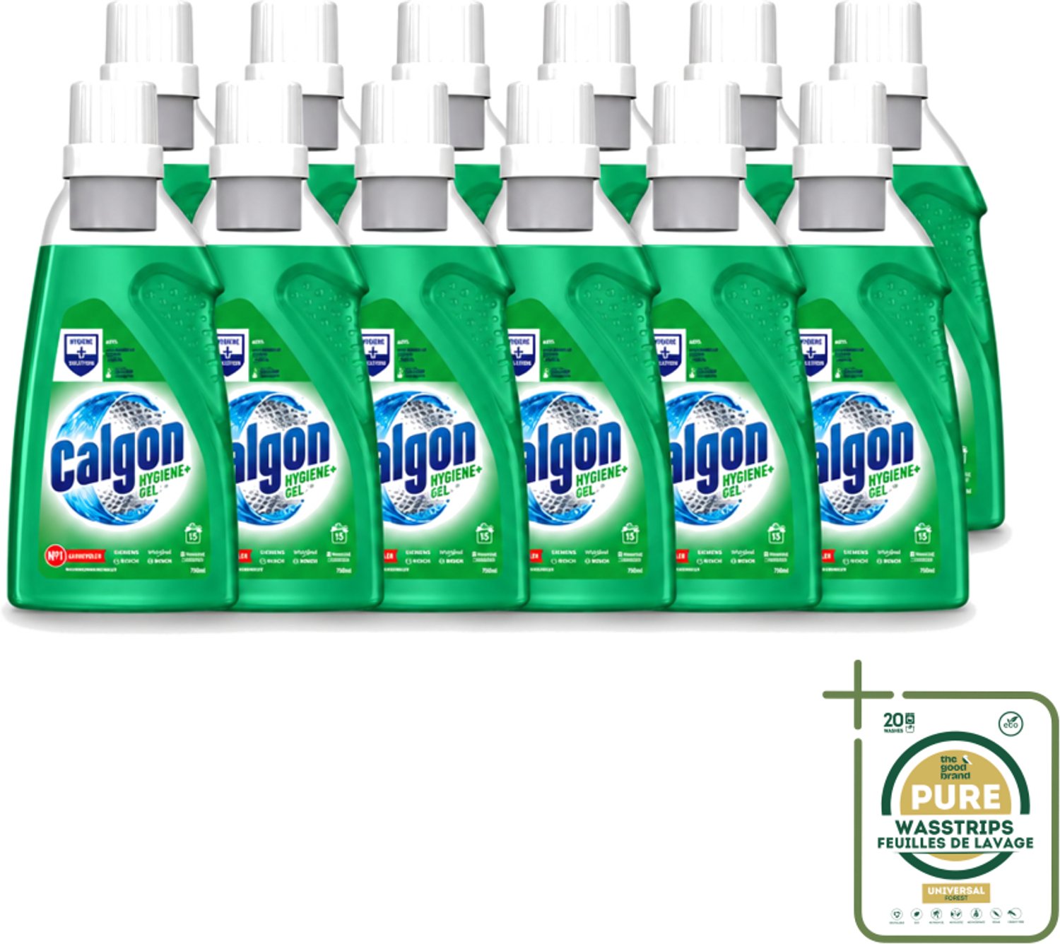12 x Calgon – Wasmachinereiniger Gel – Hygiene+ – 750 ml - Wasstrips - Wasmachinereiniger - Kalkpreventie - Wasmachine Hygiëne - Wasmachine Onderhoud - Geuren In Wasmachine