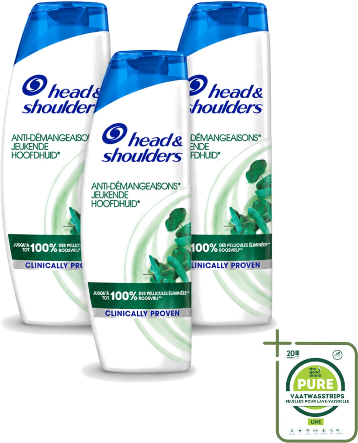 3 x Head & Shoulders - Anti-Roos Shampoo - Jeukende Hoofdhuid - 285 ml - Grootverpakking - Vaatwasstrips - Jeukende Hoofdhuid - Anti-roos Shampoo - Roosvrij Haar - Hoofdhuid Verzorging - Jeuk Beheersen