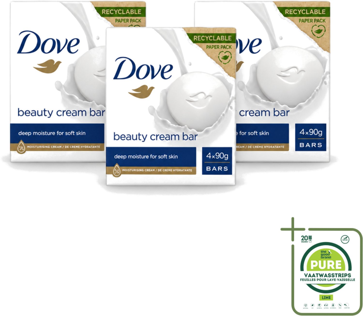 3 x Dove Original - Zeep - Beauty Cream Bar - 360 g - Grootverpakking - Vaatwasstrips - Zachte Reiniging - Gezichtszeep - Huidverzorging - Zeepbar - Dagelijks Gebruik