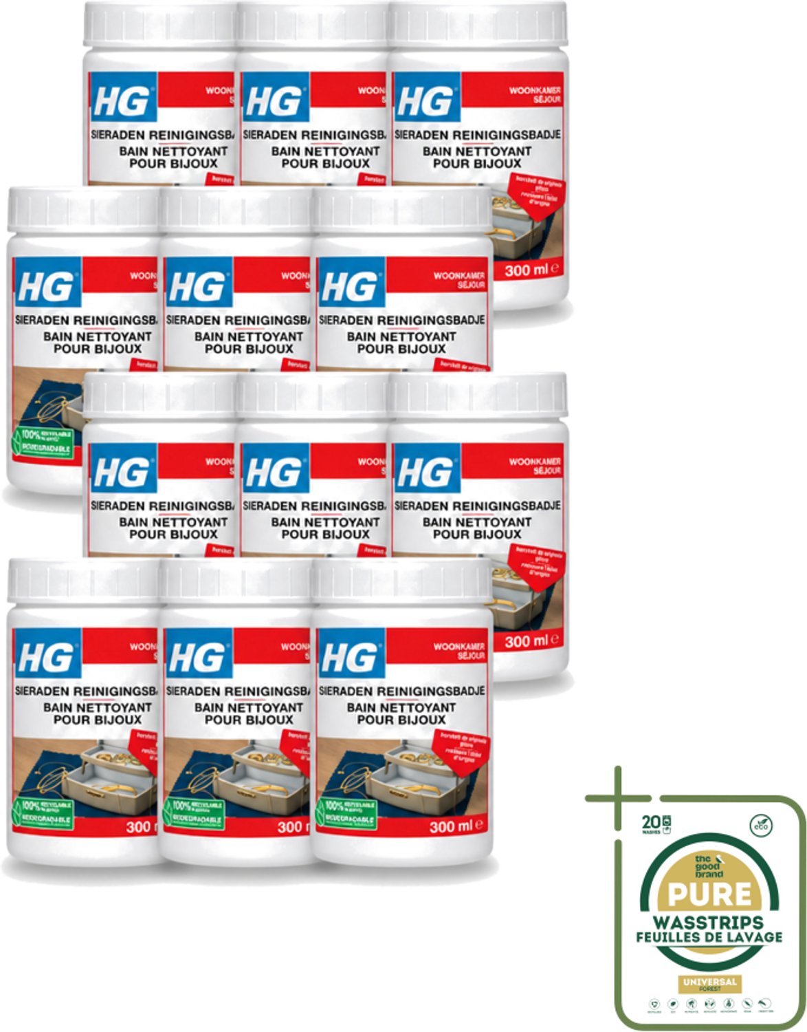 12 x HG - Sieraden Reinigingsbadje - Glansherstellend - 300 ml - Sieraden Reinigen - Sieraden Reinigingsbadje - Sieraden Reinigen En Herstellen - Sieraden Verzorgen - Sieraden Glansherstellen