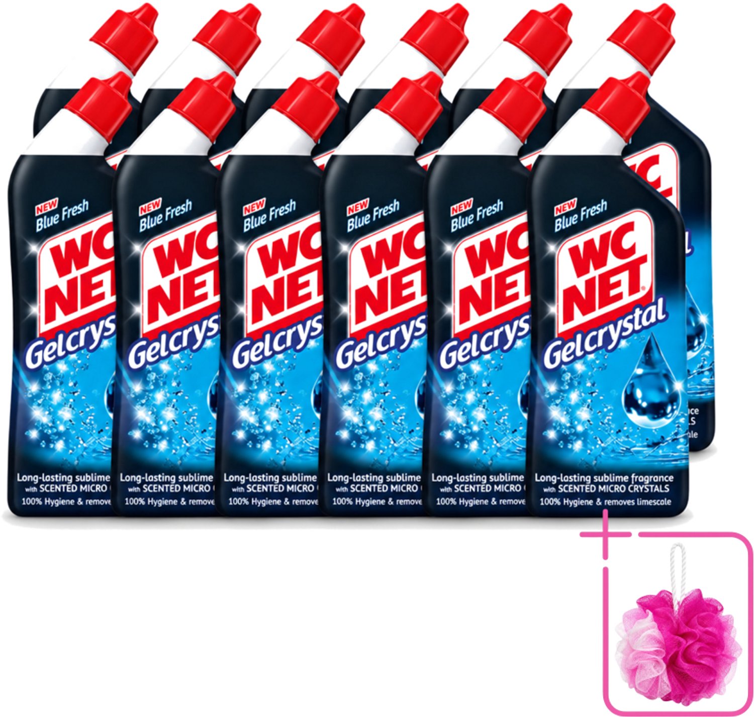 12 x WC-Net - Toiletreiniger - Gel - Blue Fresh - Anti-Kalk - 750 ml - Bulkverpakking - Toiletreiniger - Douchemop - Kalkaanslag
