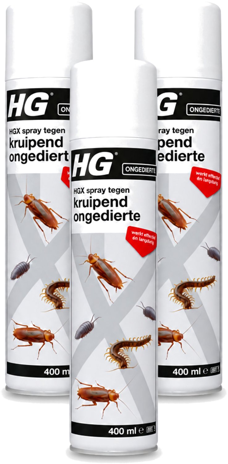 3 x HG X - Spray tegen Kruipend Ongedierte - Effectieve Bestrijding - 400 ml - Voordeelverpakking - 3 stuks