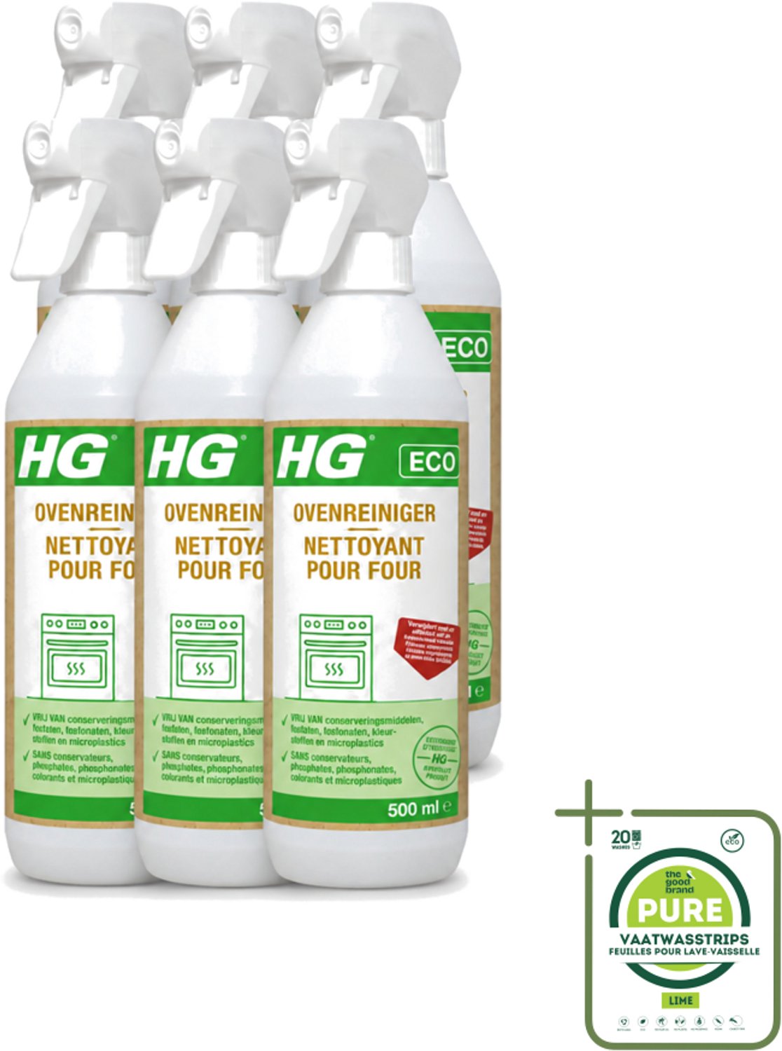 6 x HG ECO - Ovenreiniger - Verwijdert Snel & Effectief - Duurzaam & Ecologisch - 500 ml - Grootverpakking - Oven Reinigen - Vet Verwijderen - Oven Reiniger - Eco Oven Reiniger - Aangebrand Vet Verwijderen