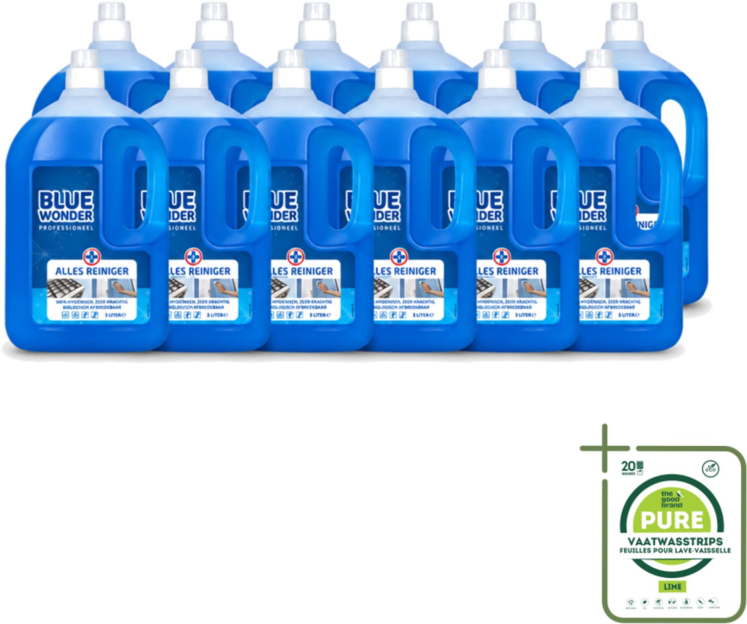 12 x Blue Wonder - Professionele Allesreiniger - Krachige Hygiëne - Biologisch Afbreekbaar - 3L - Grootverpakking - Allesreiniger - Hygiëne - Vetverwijderaar - Vlekverwijderaar - Waskrachtversterker