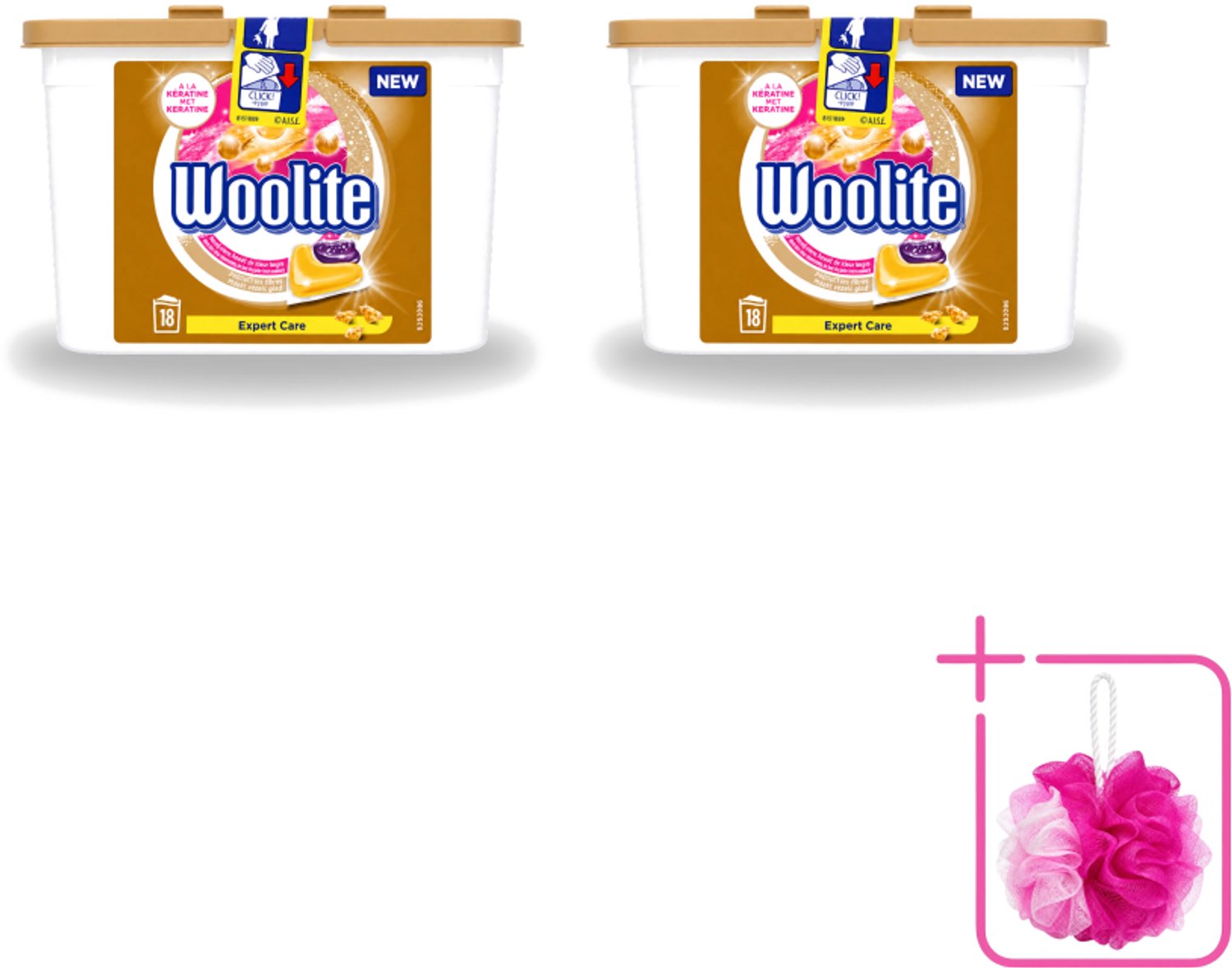 2 x Woolite Expert Care - Wasmiddelcapsules - Met Keratine - Delicate Was - 18 Wasbeurten - Bulkverpakking - Delicate was - Douchemop - Keratine wasmiddel