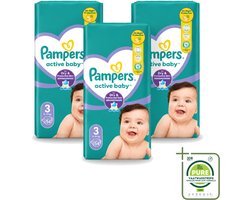 3 x Pampers – Luiers – Active Baby Maat 3 – 54 Luiers - Grootverpakking - Vaatwasstrips - Baby Luiers - Droge Nachten - Vocht Absorberend - Luchtdoorlatend - Huid Bescherming