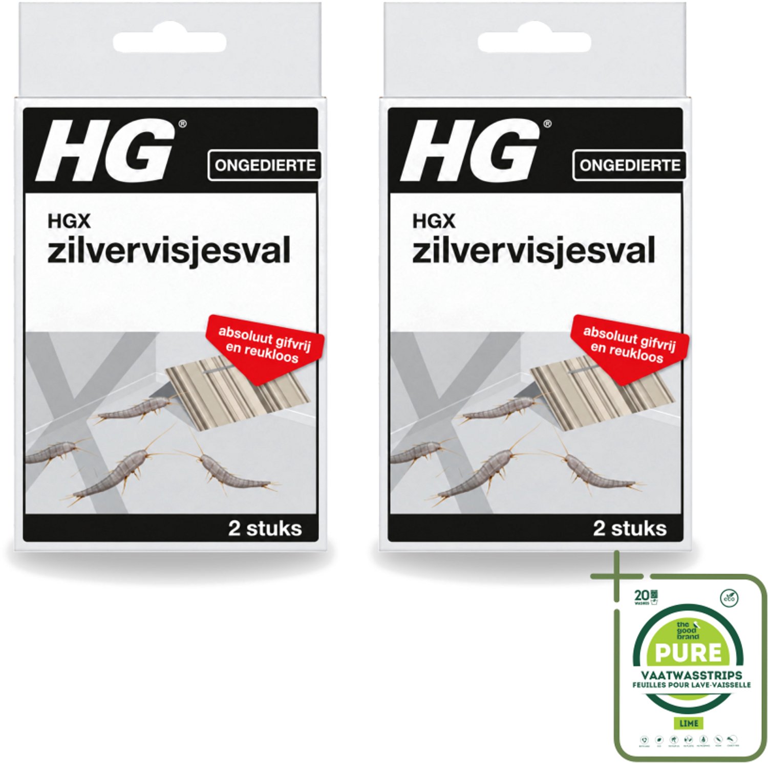 2 x HG X - Ongedierte - Zilvervliesjesval - Gifvrij & Reukloos - 2 Vallen - Grootverpakking - Vaatwasstrips - Zilvervisjesval - Ongedierte Bestrijding - Gifvrije Val - Reukloze Val - Zilvervisjes Bestrijding