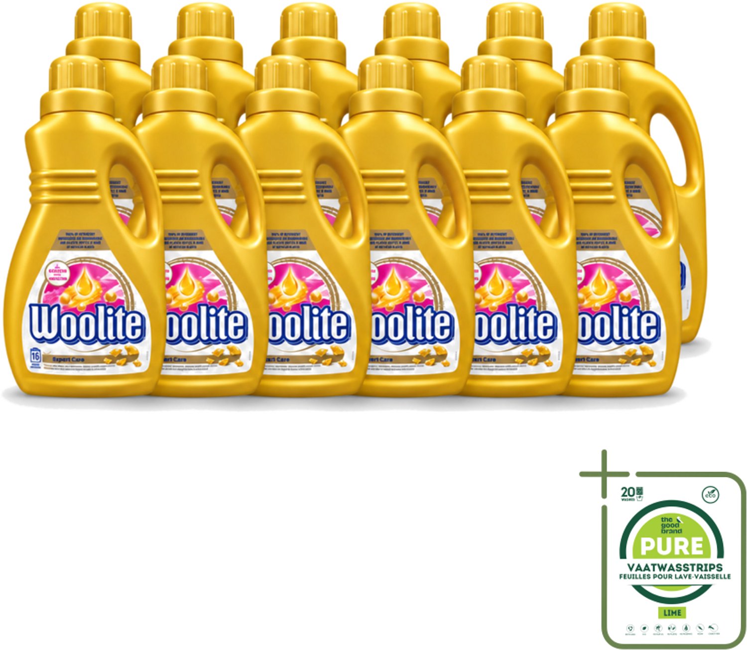 12 x Woolite Expert Care - Vloeibaar Wasmiddel - Met Keratine - Delicate Was - 16 Wasbeurten - 1L - Grootverpakking - Vaatwasstrips - Delicate Was - Keratine Wasmiddel - Kleding Verzorging - Wasmiddel Voor Delicate Stoffen - Glans Behouden