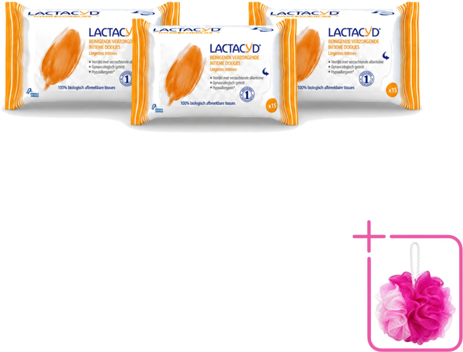 3 x Lactacyd Classic - Intieme Doekjes - Reinigend - Biologisch Afbreekbaar - 15 Doekjes - Bulkverpakking - Intieme doekjes - Reiniging intieme zone