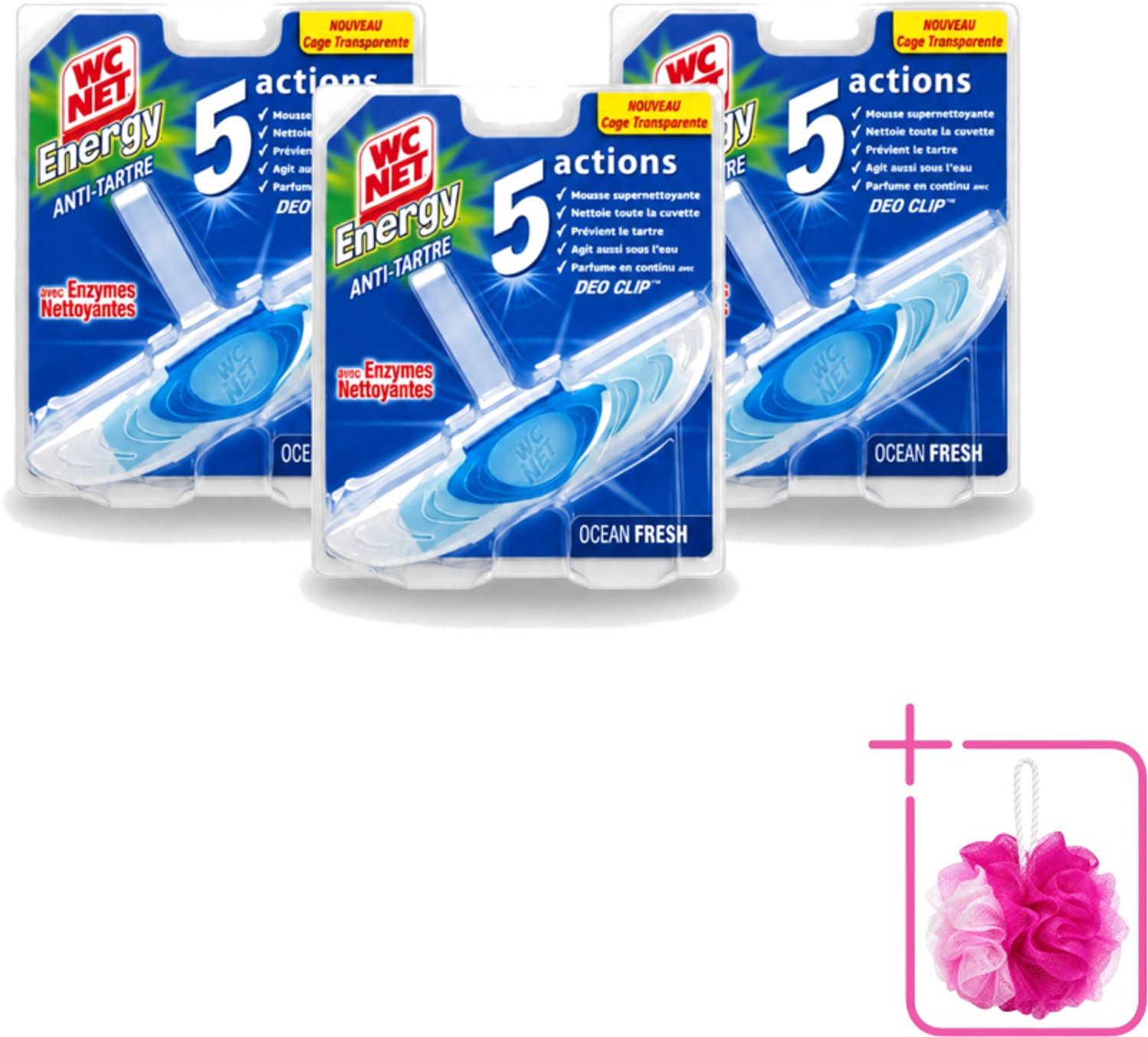3 x WC Net - Toiletblok - Ocean Fresh - 1 Blokje - Bulkverpakking - WC net - Douchemop - Toilet net