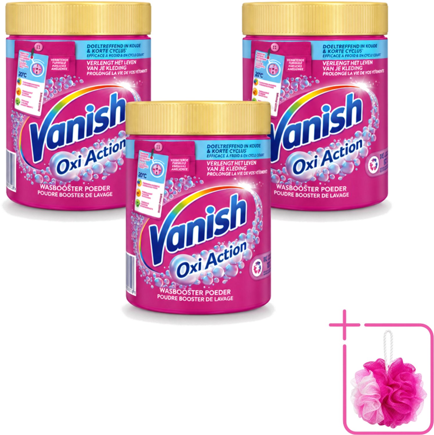 3 x Vanish Oxi Action - Vlekkenverwijderaar Poeder - Gekleurde Was - 1 Kg - Bulkverpakking - Vlekkenverwijderaar - Douchemop - Wasbooster