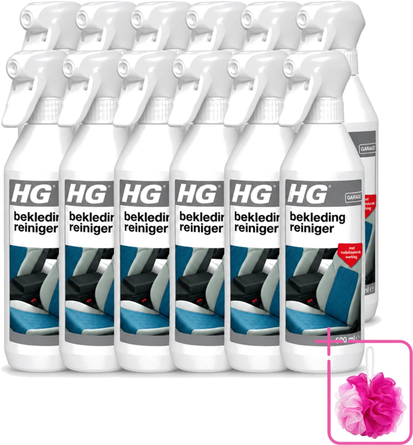 12 x HG - Garage - Bekledingreiniger - Met Vuilafstotende Werking - 500 ml - Bulkverpakking - Bekleding reinigen - Vlekken verwijderen