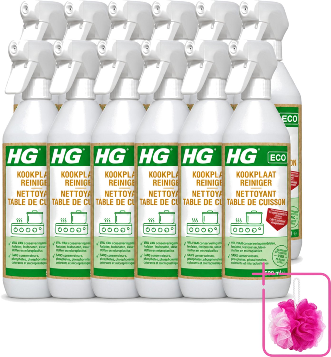 12 x HG ECO - Kookplaatreiniger - Verwijdert Gemakkelijk & Snel - Duurzaam & Ecologisch - 500 ml - Bulkverpakking - Kookplaat reinigen - Eco kookplaatreiniger