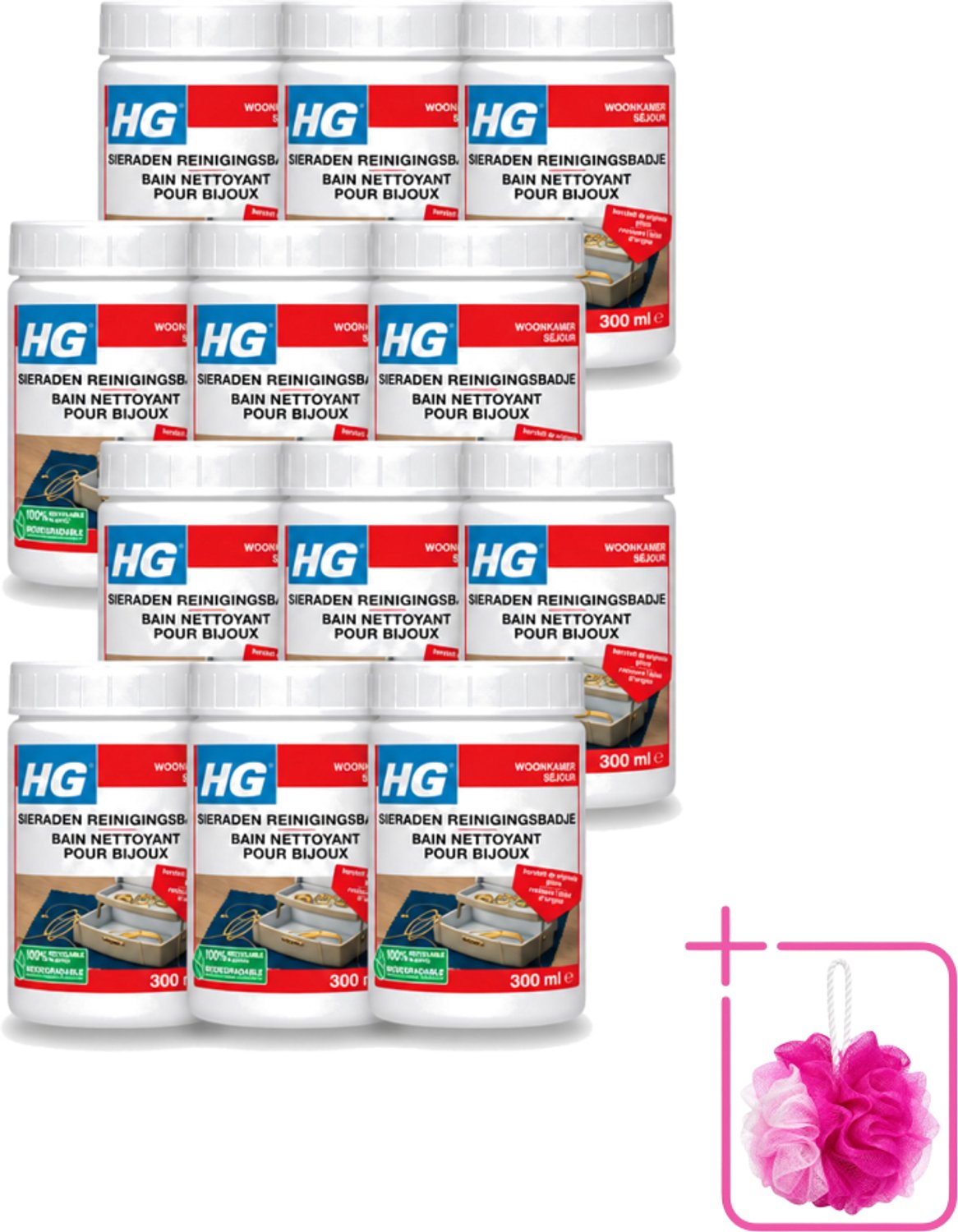 12 x HG - Sieraden Reinigingsbadje - Glansherstellend - 300 ml - Bulkverpakking - Sieraden reinigen - Sieraden reinigingsbadje
