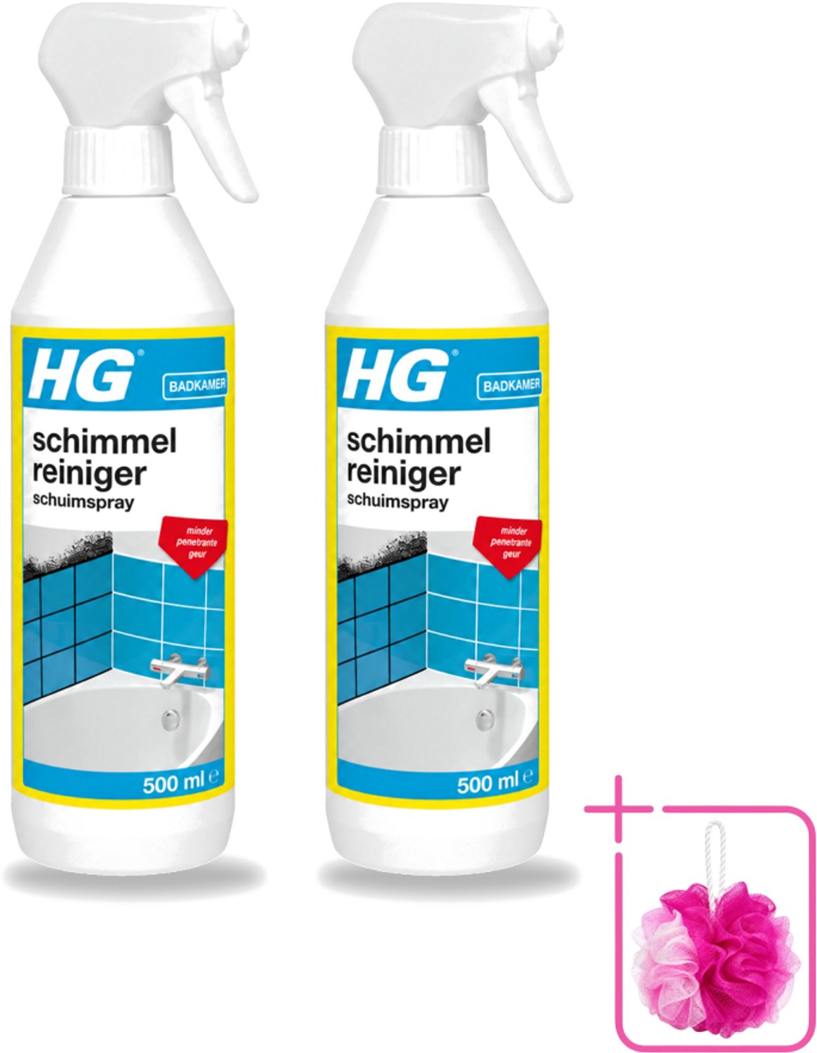 2 x HG - Sanitair - Schimmelreiniger - Schuimspray - 500 ml - Bulkverpakking - Schimmelreiniger - Douchemop - Schimmelverwijdering