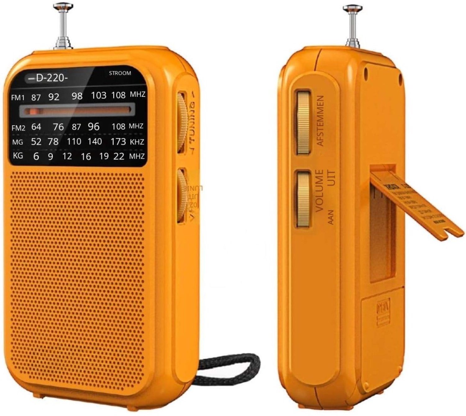 Warmara Noodradio op Batterijen - Noodradio - Radio Noodpakket - Oranje - 13cm x 8cm x 3cm