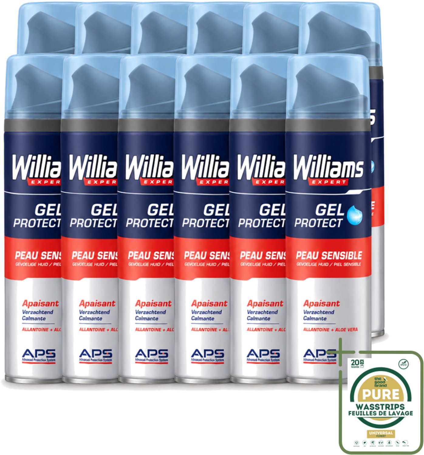 12 x Williams - Expert - Scheergel - Gevoelige Huid- 200 ml - Scheergel Voor Gevoelige Huid - Gevoelige Huid Scheerproducten - Beschermende Scheergel - Verzachte Scheergel - Scheren Zonder Irritatie