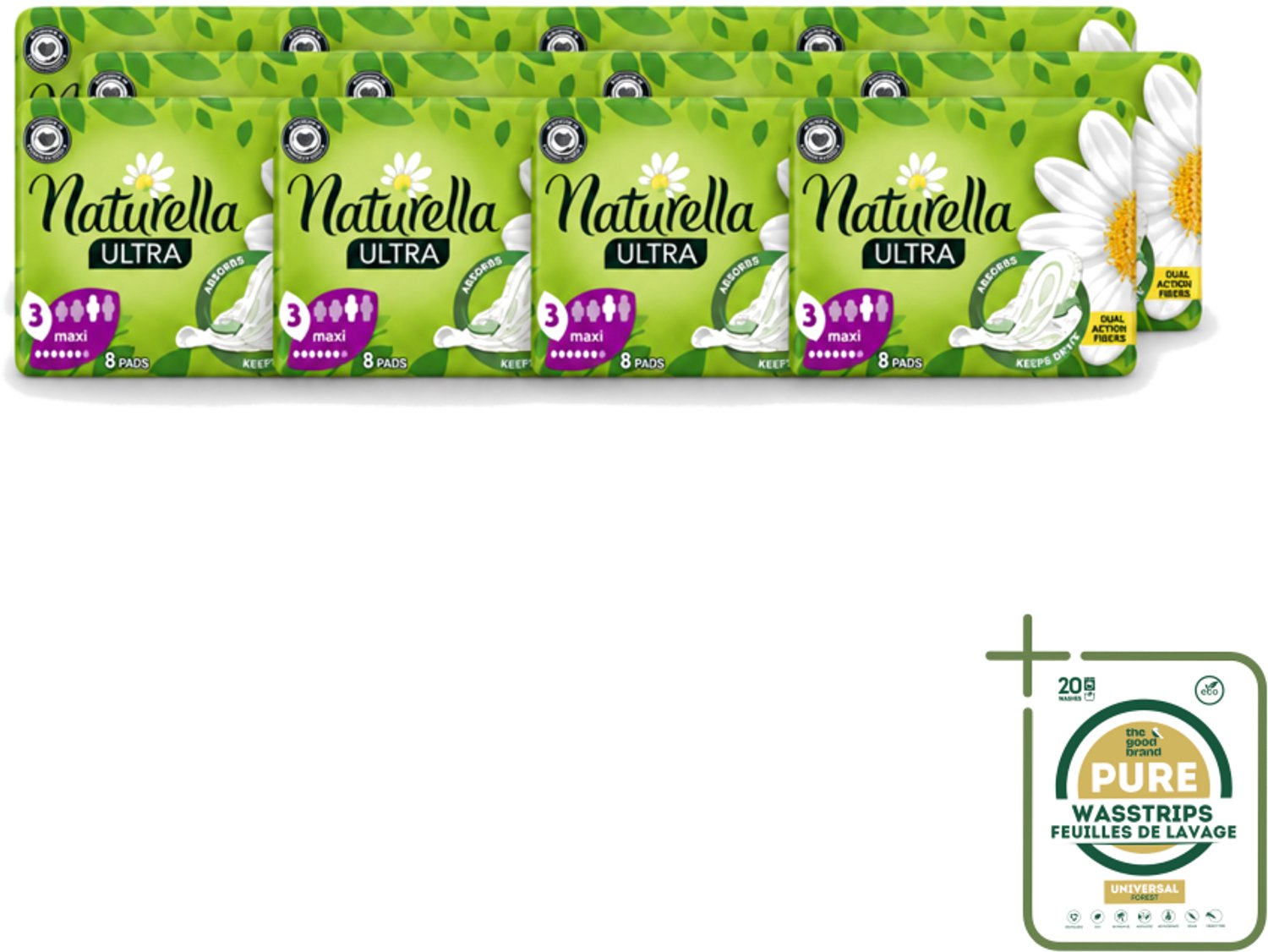 12 x Natur'ella - Ultra - Maandverband - Maxi - 8 Pads - Maandverband - Menstruatie - Menstruatiebescherming - Menstruatiekanaal - Menstruatiekanaal