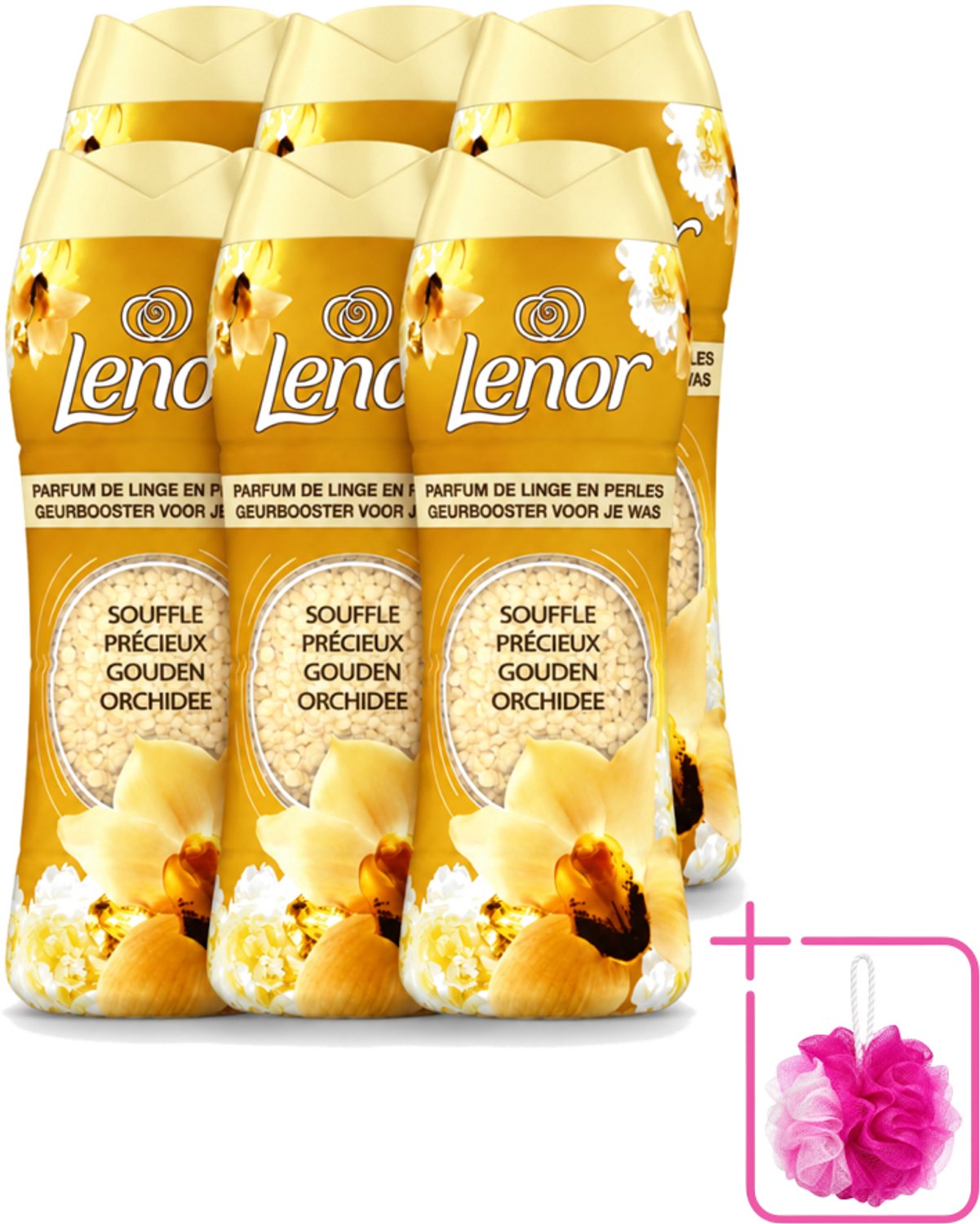 6 x Lenor - Geurbooster - Gouden Orchidee - 22 Wasbeurten - Bulkverpakking - Geurbooster was - Douchemop - Geur in was