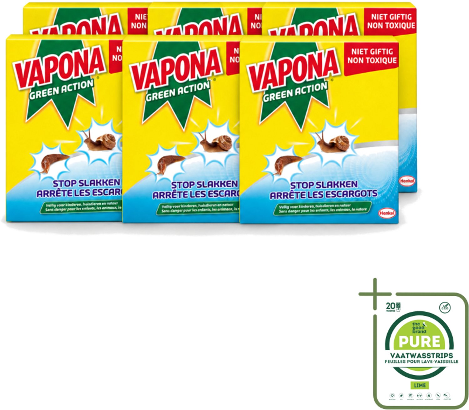 6 x Vapona - Slakkenkorrels - Green Action - Natuurlijk, Kind- & Diervriendelijk - 500g - Grootverpakking - Vaatwasstrips - Anti-slakken Korrels - Slakken Bestrijding - Natuurlijke Slakkenbestrijding - Slakken Bescherming - Tuinbescherming