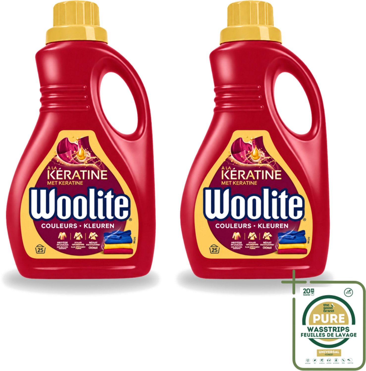 2 x Woolite Color - Vloeibaar Wasmiddel - Met Keratine - Gekleurde Was - 25 Wasbeurten - 1,5L - Wasstrips - Gekleurde Was - Keratine Wasmiddel - Kleurbehoud - Vloeibaar Wasmiddel - Wasmiddel Voor Gekleurde Kleding