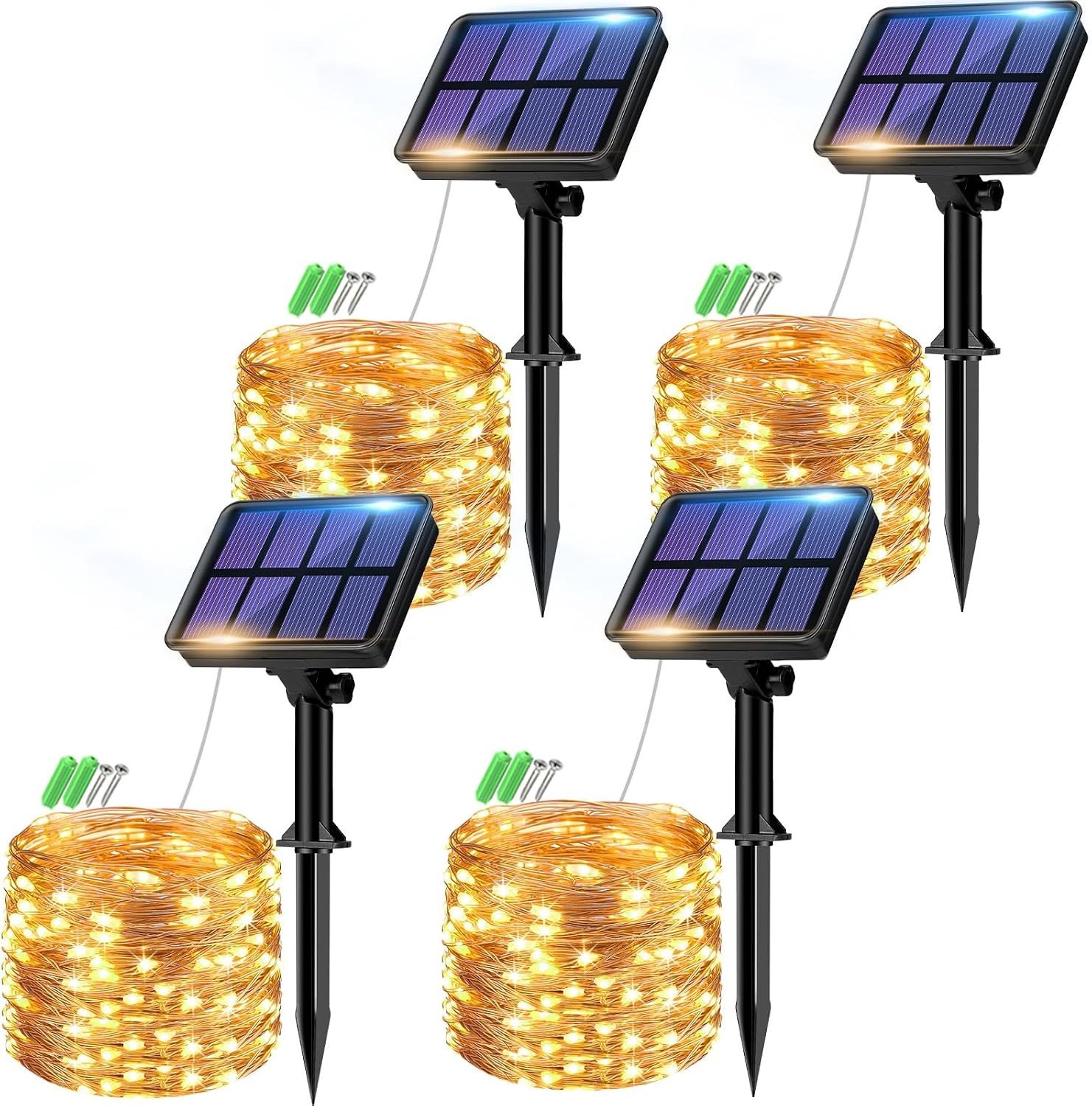 Lichtsnoer op zonne-energie - Warmwit - 8 m - Met 320 LEDs en 8 Verlichtingsmodi - Voor Buiten en Binnen