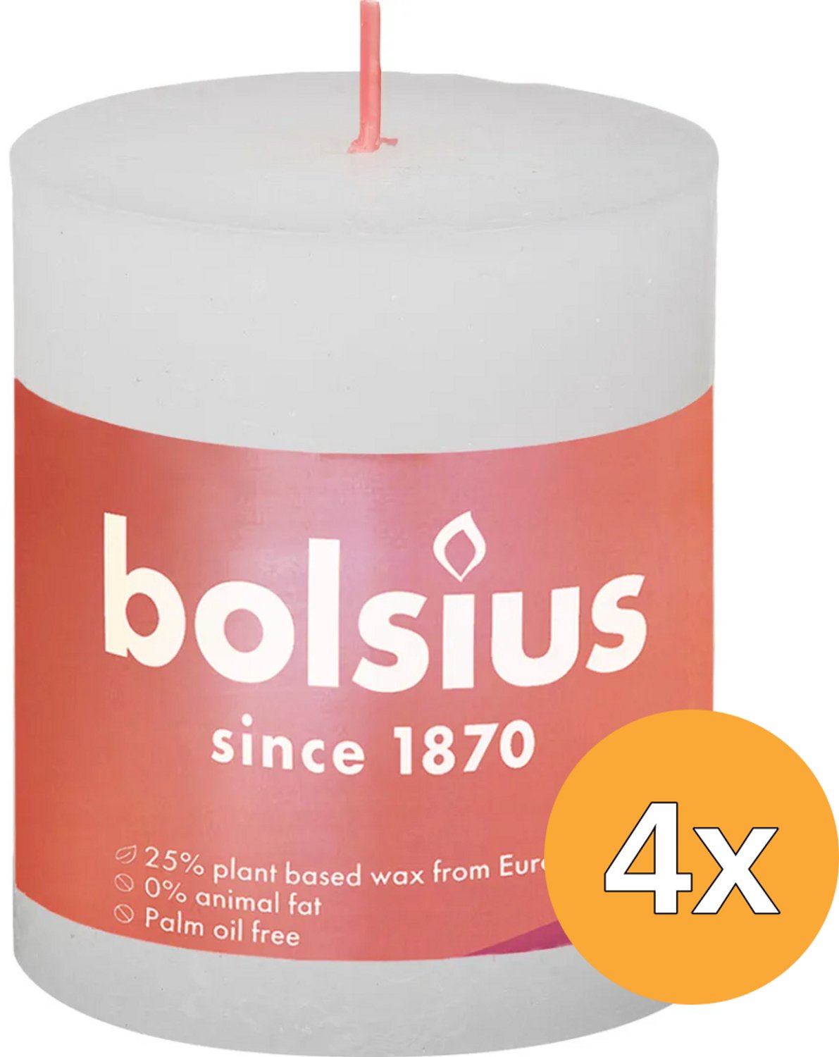 Bolsius Stompkaarsen Shine 4 st rustiek 80x68 mm wolkenwit