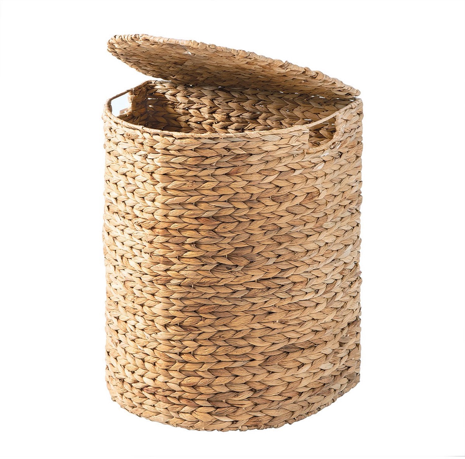 CALICOSY - Halvemaanvormige wasmand van waterhyacint met deksel L45 cm - NILA