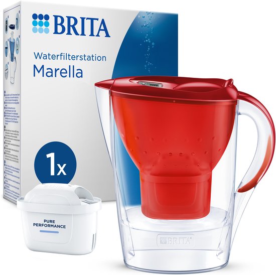 Brita Marella Waterfilterkan 2.4l - Cool Red Incl. 1 Maxtra Pro Waterfilter