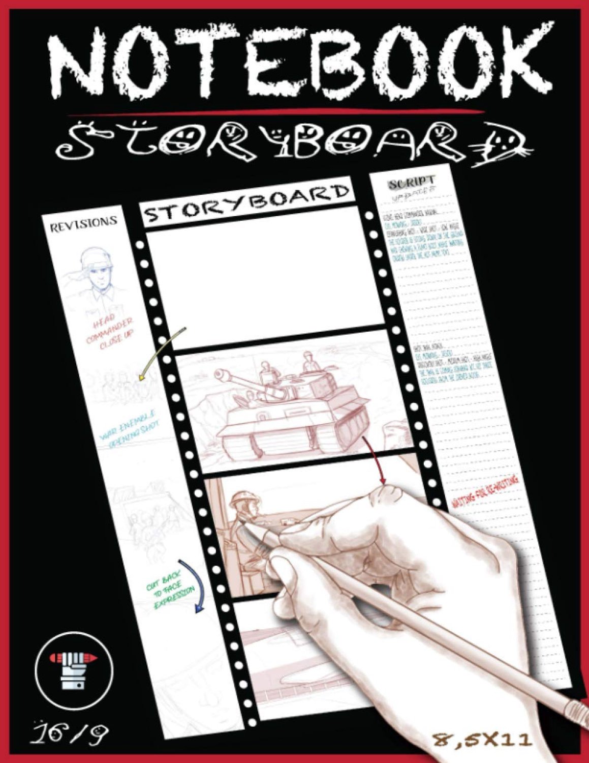 Black Matte Storyboard Notebook 16:9: Storyboard Journal with True 16/9 Proportions & Centered Frames Including - ShopVlot