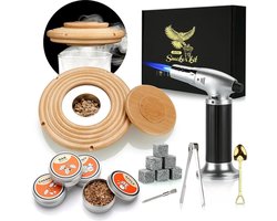 Cocktail Smoker Kit – Whisky Stones, Flambier Brander, Houtsnippers en Accessoires – Rookset voor Whisky, Bourbon en Cocktails – Cadeau voor Vaderdag
