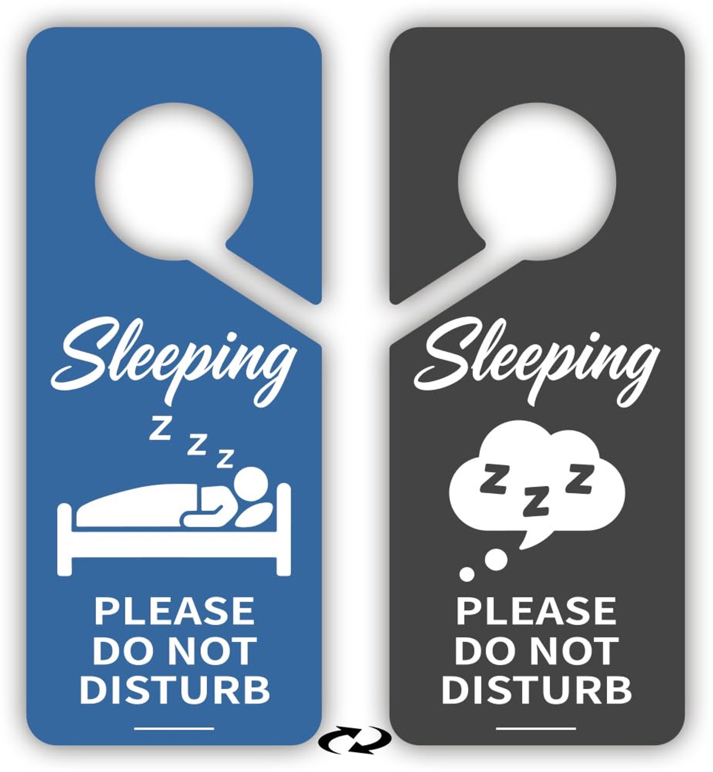 PRESSINART 2-delige slaap Do Not Disturb deurbord PVC dubbelzijdig 22,86 x 10,16 cm, slaap deurhanger blauw zwart plastic opmerking bord voor kantoor