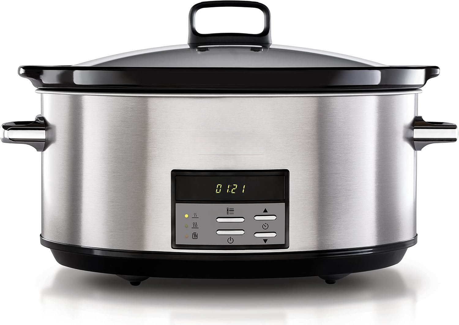 QEVA Slowcooker met Timer - Crockpot - Multicooker - Zilver - 44cm x 31cm x 26cm