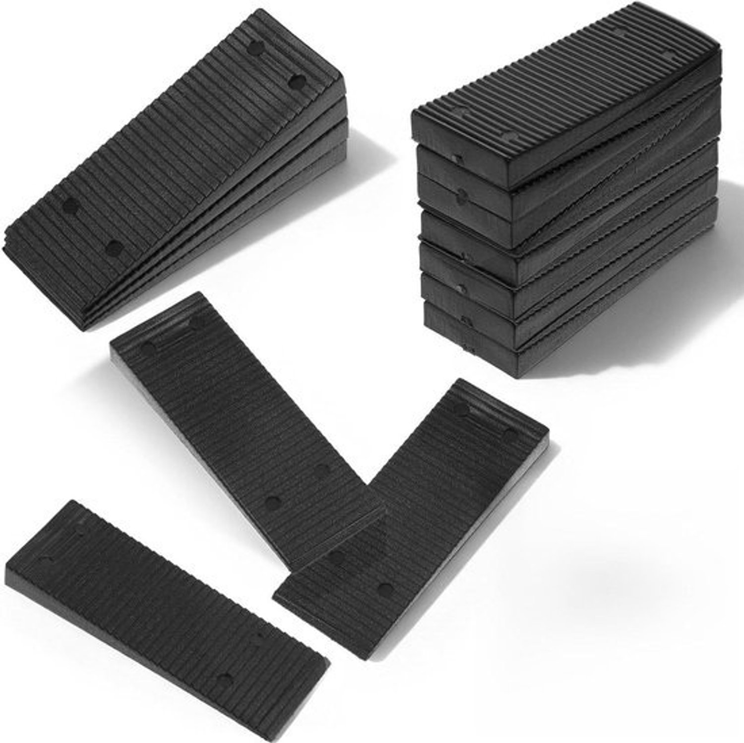 Meubelnivellerers Wiggen - Kunststof Wiggen - Meubels Uitlijnen - 37 Voorgestanste Lijnen - 8 x 3 cm - Zwart
