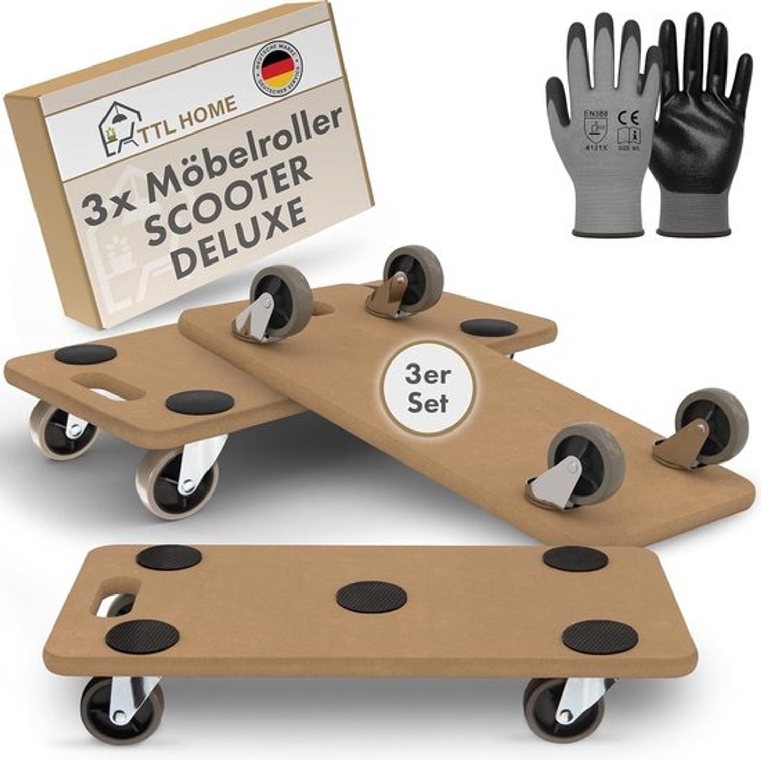 Meubelrollers Set - Transportrollers - Meubels Verplaatsen - 360 Graden Wielen - 58 x 30 x 11 cm