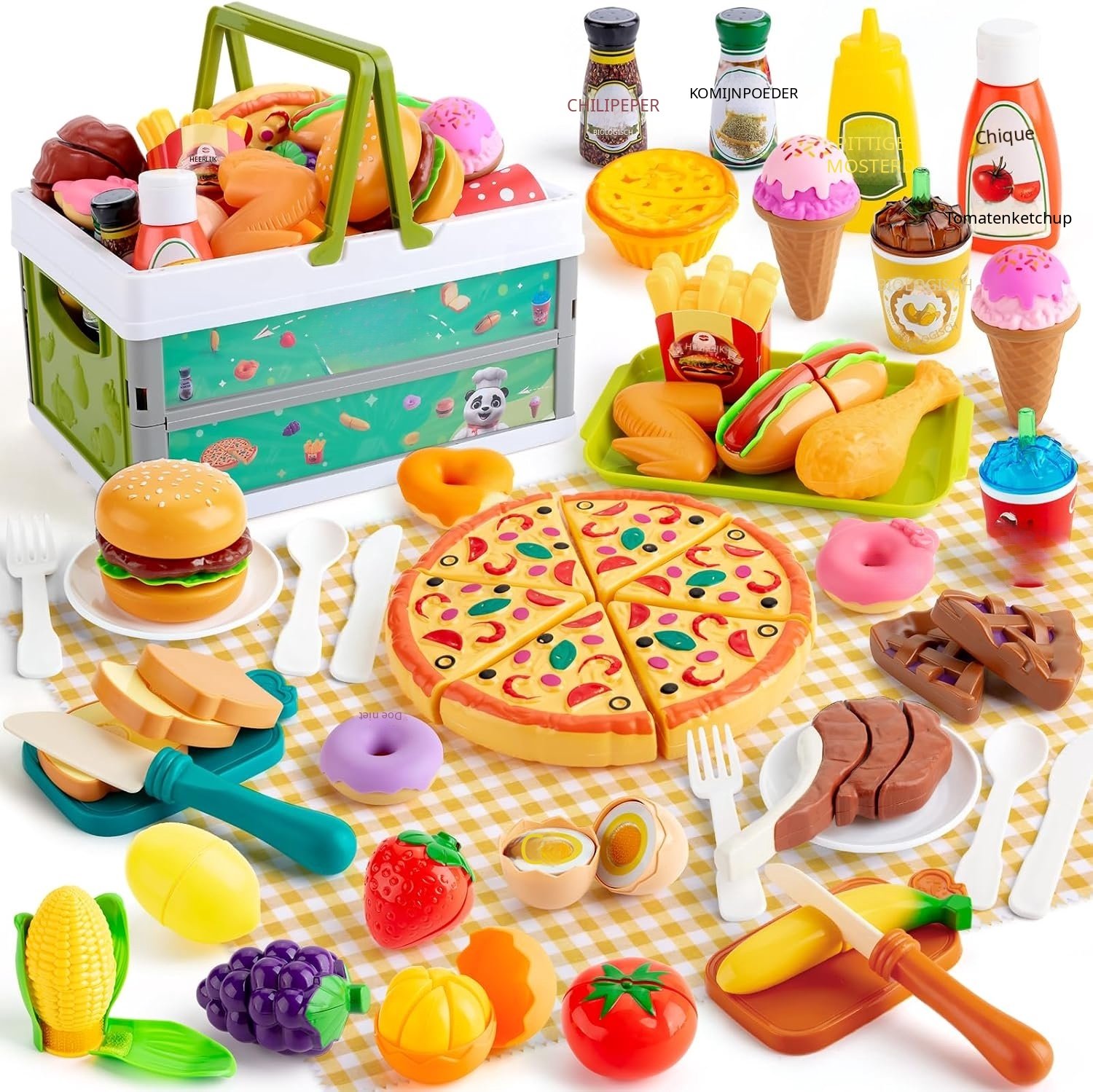 QEVA Kinderkeuken Speelgoed - Speelkeuken - Kinderkeuken - Neutrale - 18cm x 26cm x 15cm