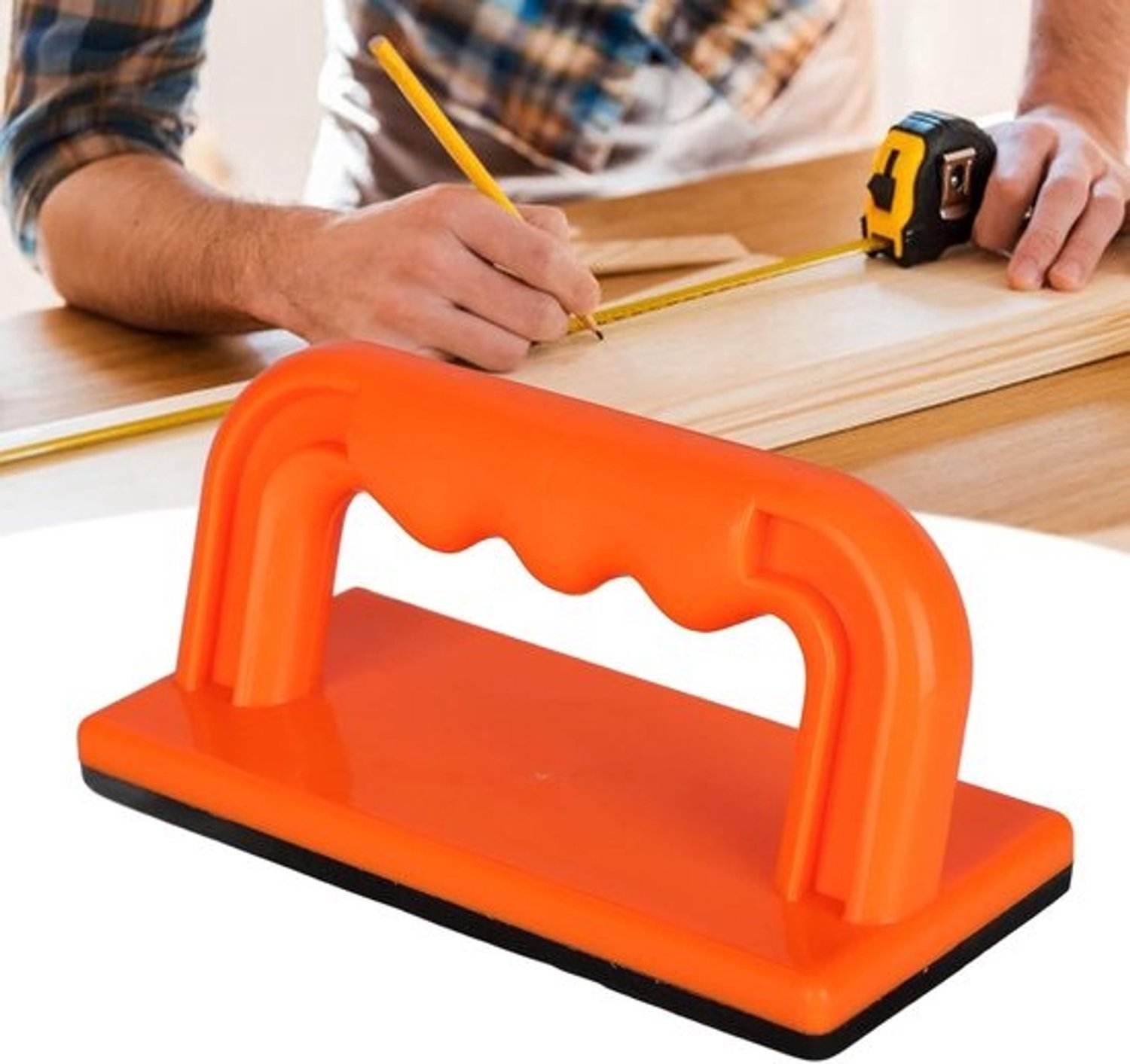 Houtbewerking Duwblok - Duwstok Zaagtafel - Veilig Zagen - Voorkomt Terugslag - 15 x 7.5 cm - Grijs