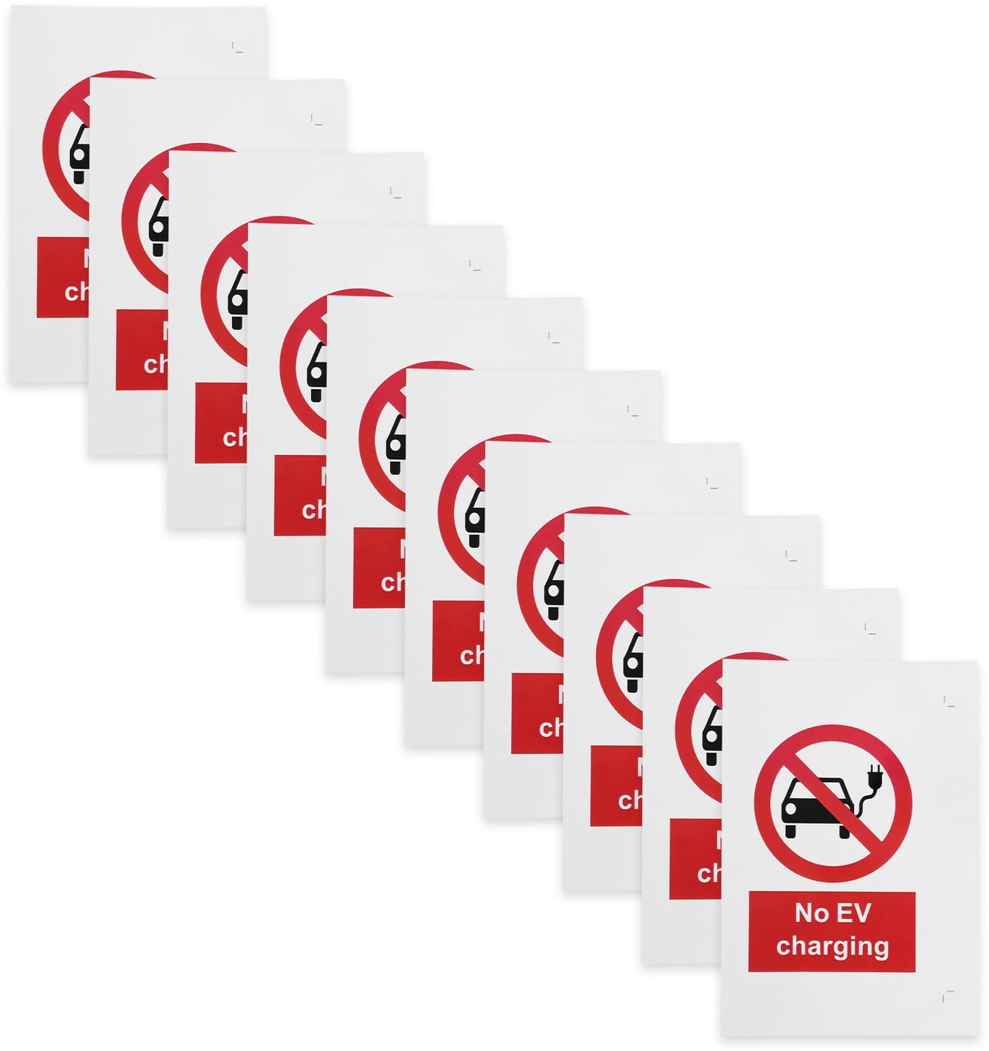 eMagTech 10 Stks Auto Opladen Waarschuwingsbord 160mm x 125mm "Geen EV Opladen" Waarschuwingsbord Hoogglans Front - ShopVlot