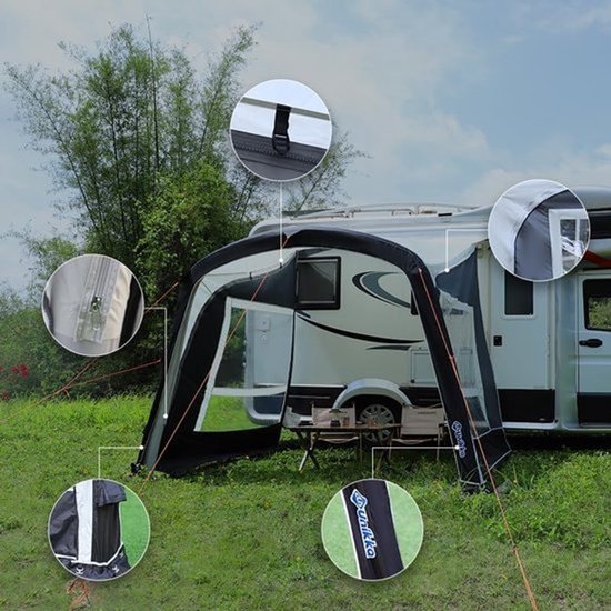 Opblaasbare Zonwering - Camper Luifel - Caravan Reizen - Eenvoudige Installatie - 350 x 240 cm - Grijs — afbeelding 2