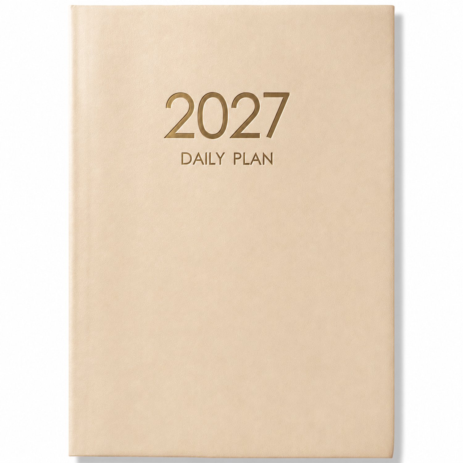 Dagagenda 2027 A4 – 1 dag per pagina – Afsprakenagenda met Flexibele Kaft – Crème