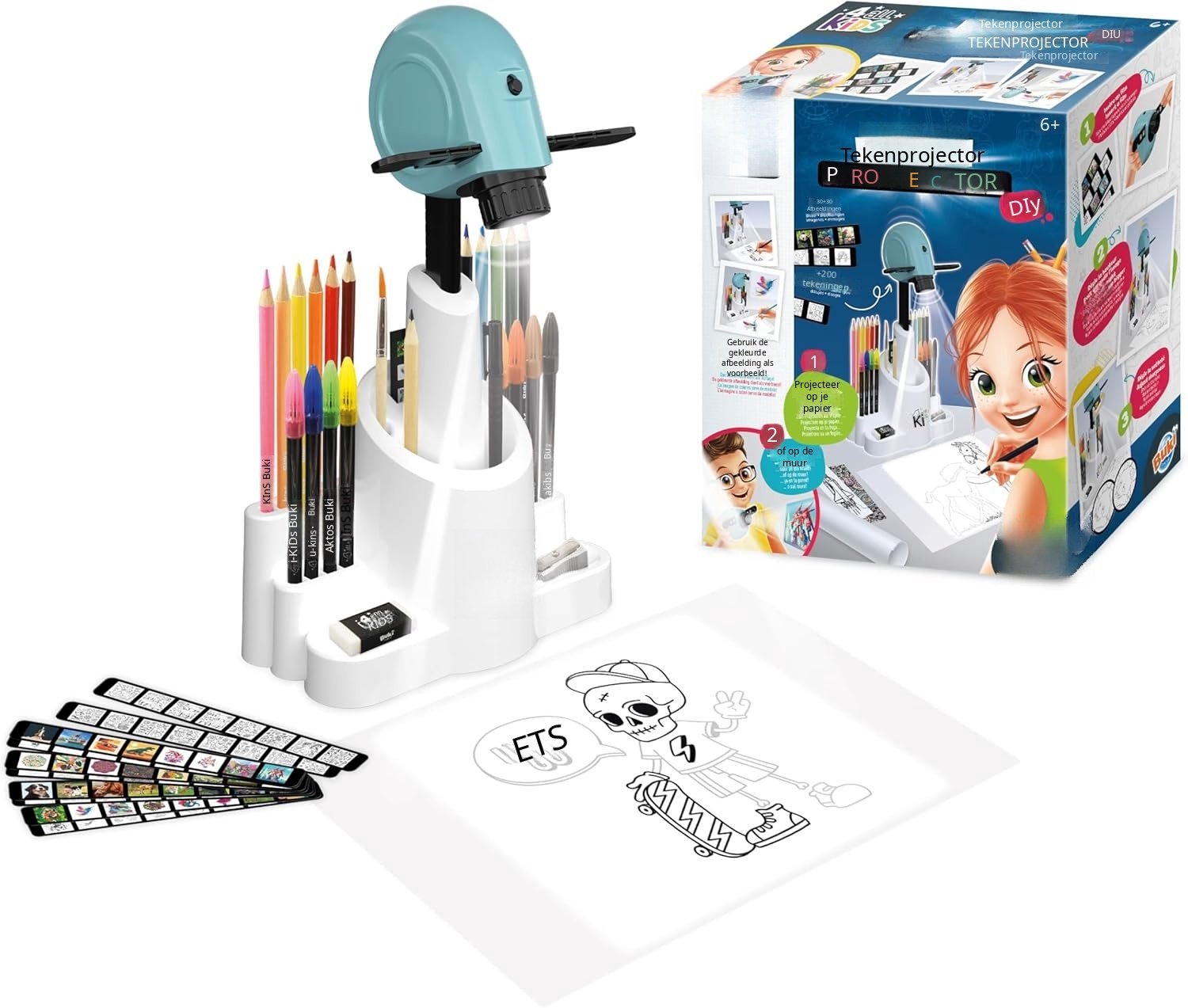 QEVA Tekenprojector Kinderen - Tekenprojector - Projectie Tekenbord - Blauw - 26cm x 15cm x 31cm
